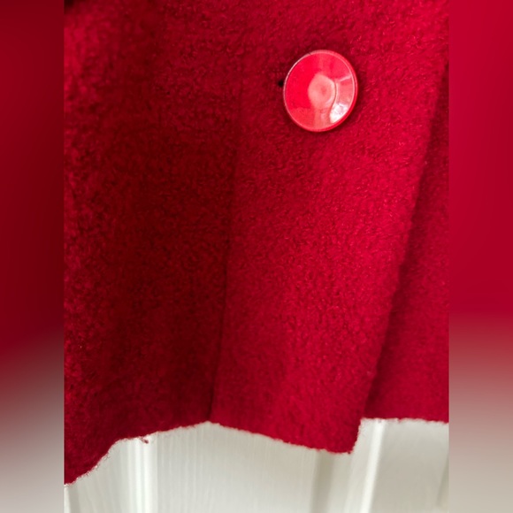 Spense Red Boiled Wool Swing Coat 3/4 Sleeves w Buttons w Collar w Pockets - Picture 6 of 14